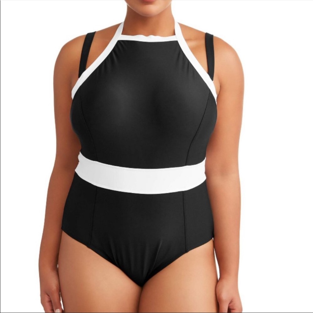 Terra & sky black one piece bathing suit